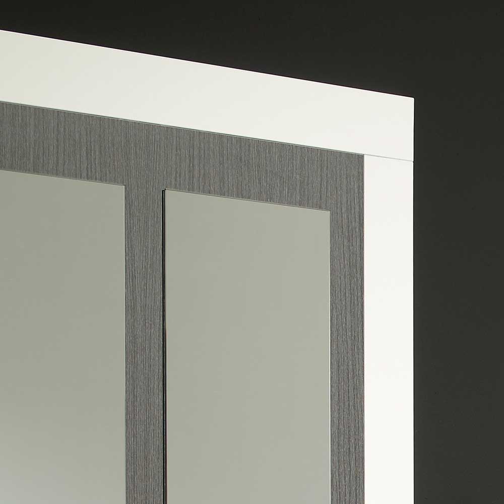 Dielenpaneel Flarinca in Grau Weiß Hochglanz mit Spiegel (zweiteilig)