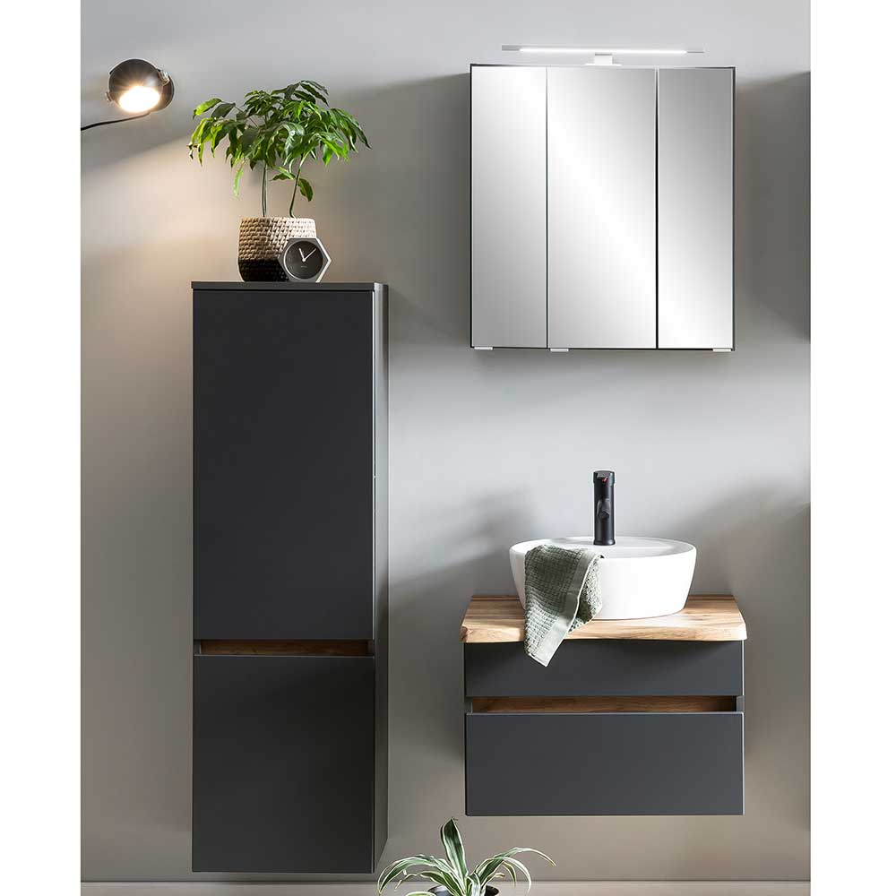 Waschplatz Set Pegruan mit Spiegelschrank und LED Beleuchtung (dreiteilig)