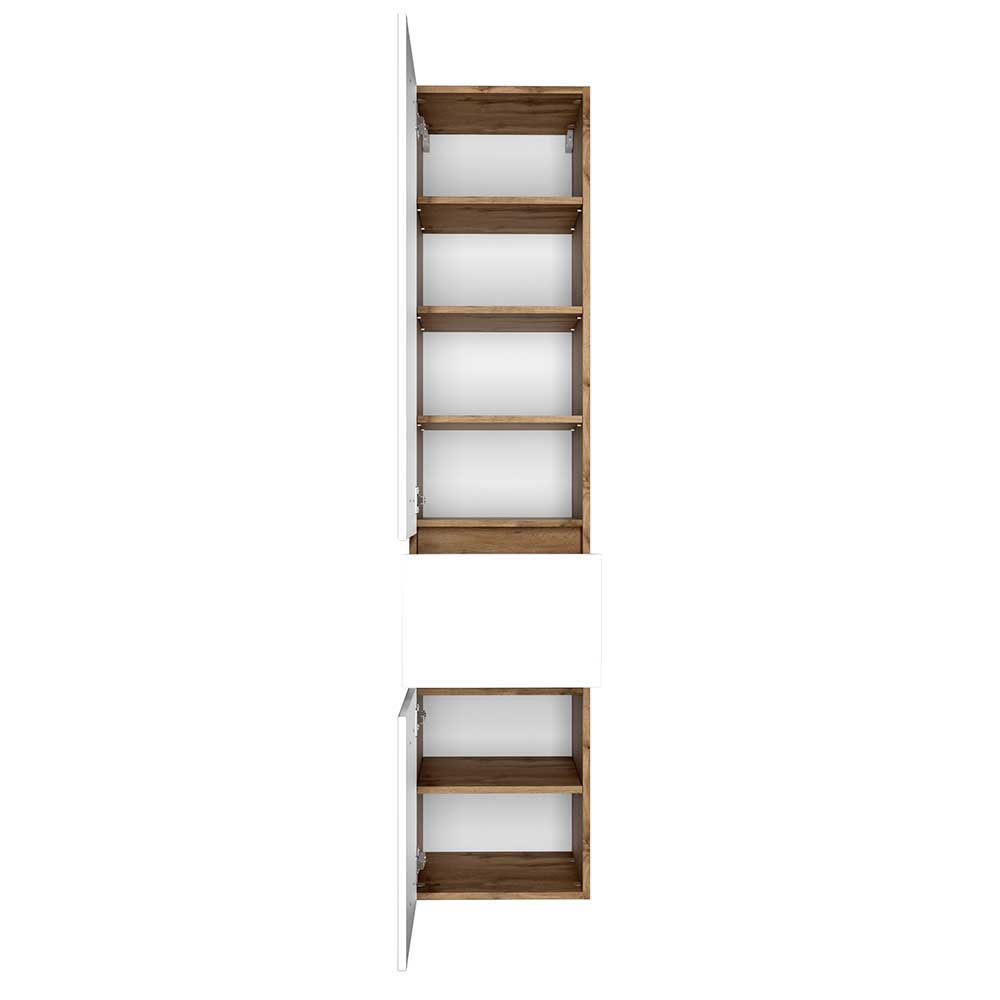 Design Badmöbel Set Zataico in Weiß und Wildeichefarben (dreiteilig)