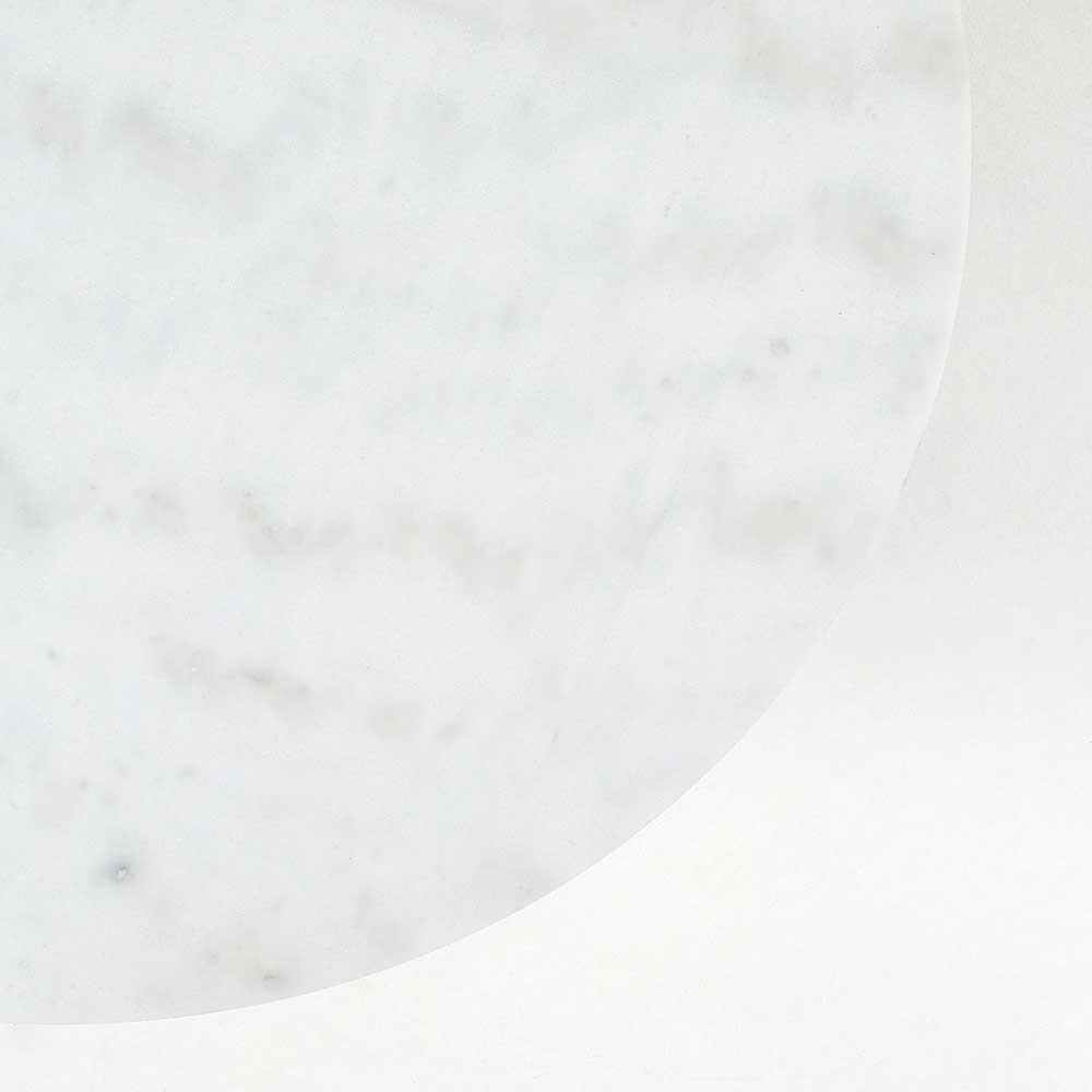 Retrostil Sofatisch Barnet in Weiß und Messingfarben mit runder Marmorplatte