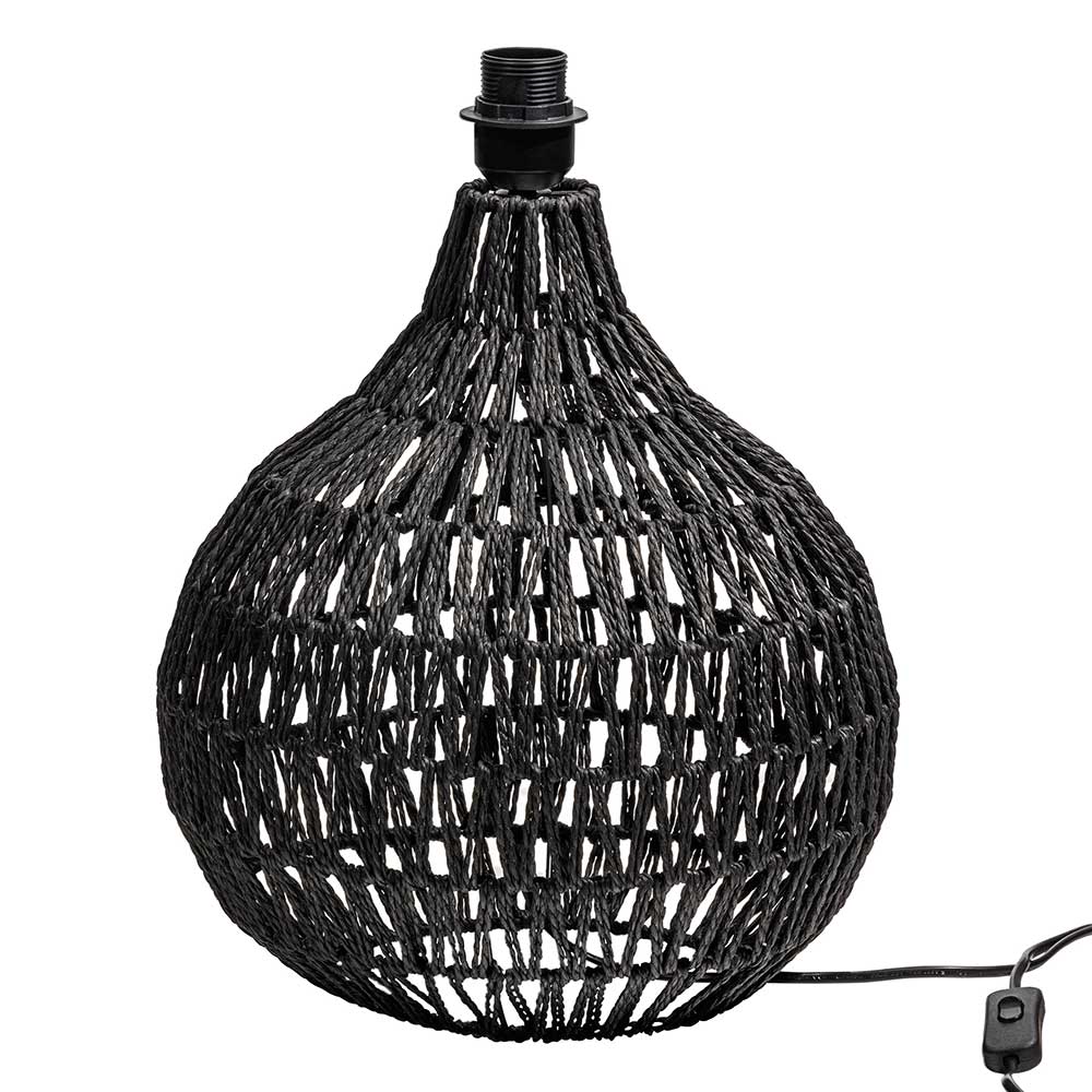 Schwarzer Lampenfuss Levetreal aus Kordel und Metall 44 cm hoch