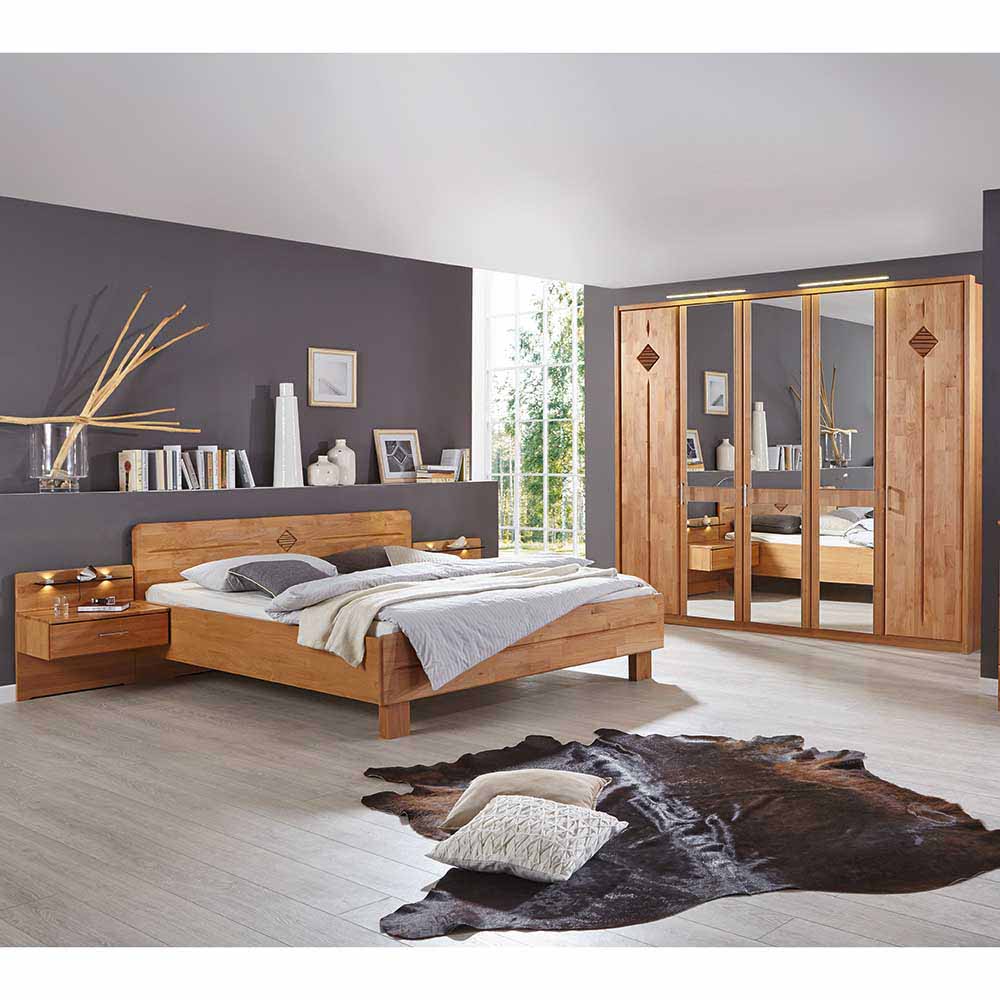 Schlafzimmermöbel Set Crostina aus Erle im Landhaus Design (vierteilig)