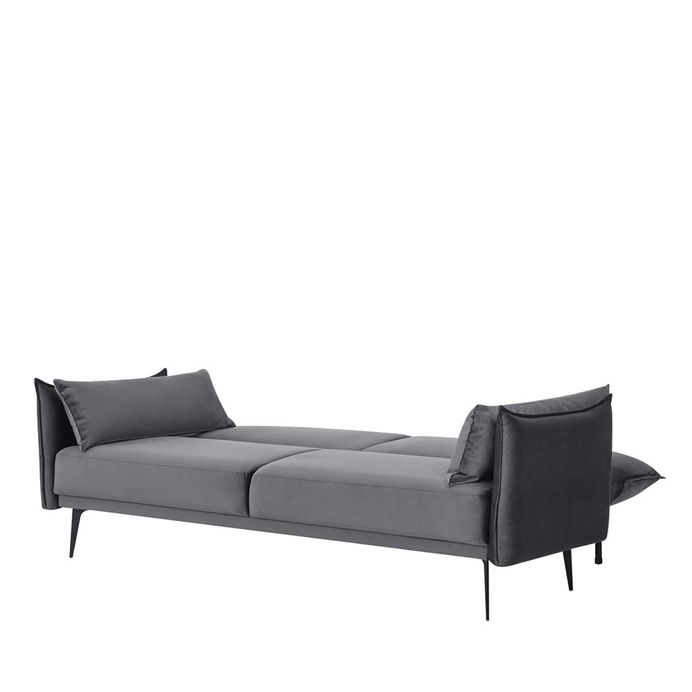 Ausklappbares Sofa Samt Calexia in Grau 207 cm breit