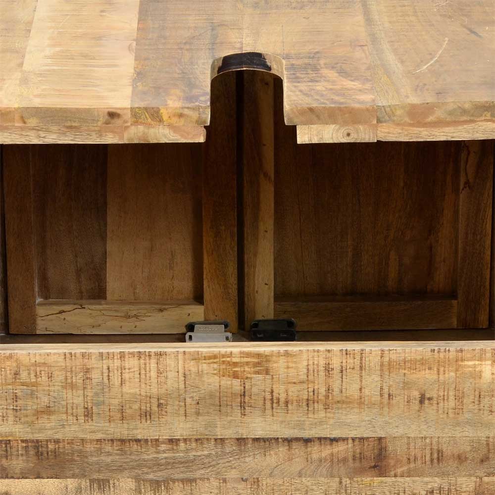 Loft Style Badezimmer Set Brave aus Mangobaum Massivholz mit Metallrollen (vierteilig)