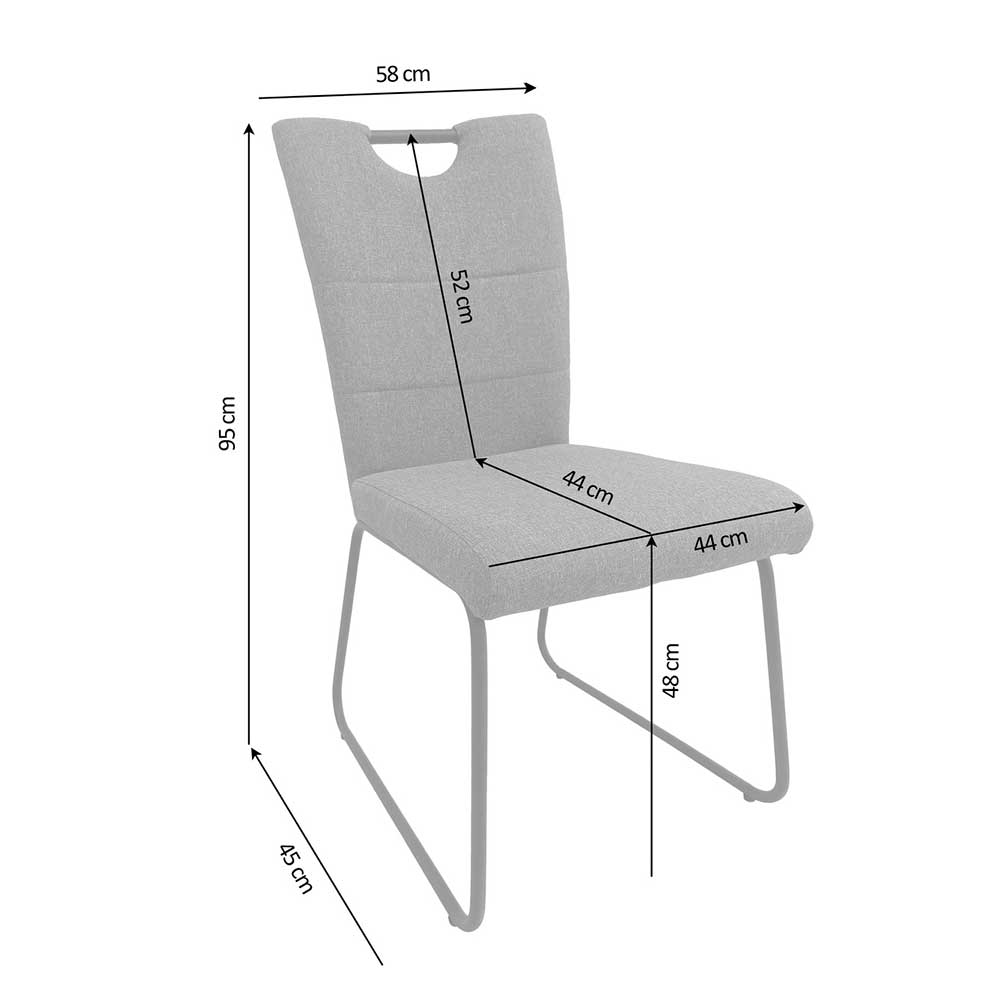 Esstisch Stuhl Set Mangado mit hoher Lehne und Gestell aus Metall (2er Set)