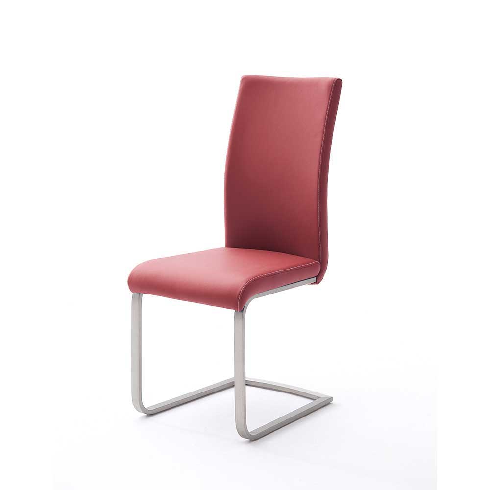 Esszimmer Stuhl Mazarena mit Schwinggestell und Rot Kunstlederbezug (4er Set)