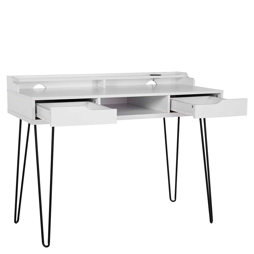 Schreibtisch mit Stauraum Kaiano und Kabeldurchlass 115 cm breit