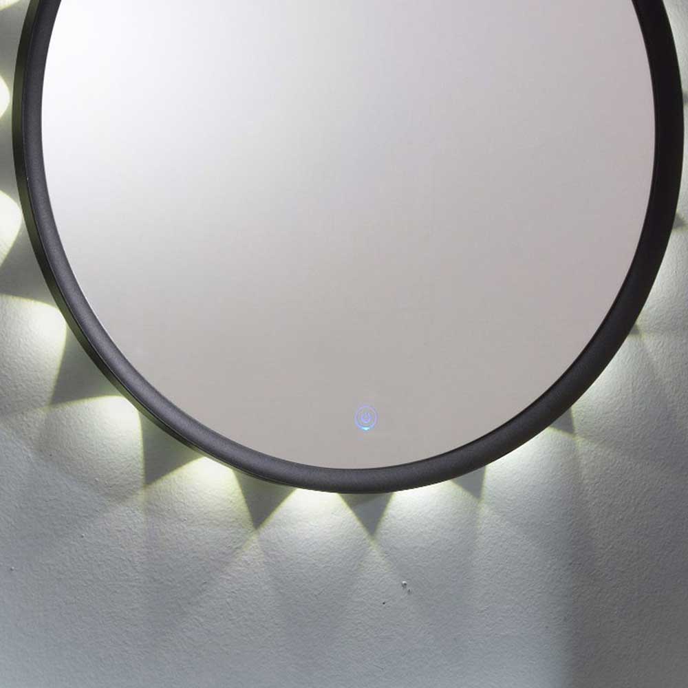 LED Wandspiegel Kubra in Anthrazit rund