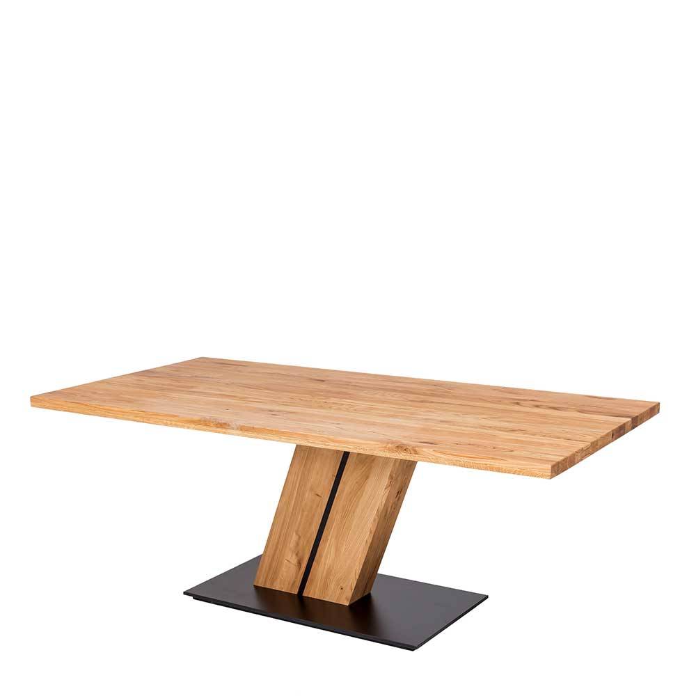 Tisch Massivholz Eiche Rodena in modernem Design mit Säulengestell