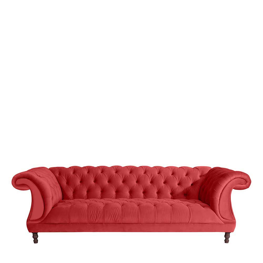 Rote Dreisitzer Couch Akper im Barockstil aus Samtvelours