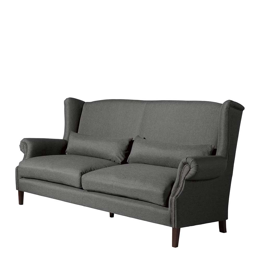 Vintage Look Dreisitzer Couch Anthrazit Cranita 234 cm breit und 112 cm hoch
