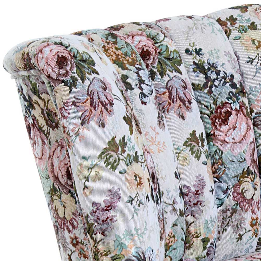 Sessel mit Blumenmuster Domenicus in Bunt und Nussbaumfarben