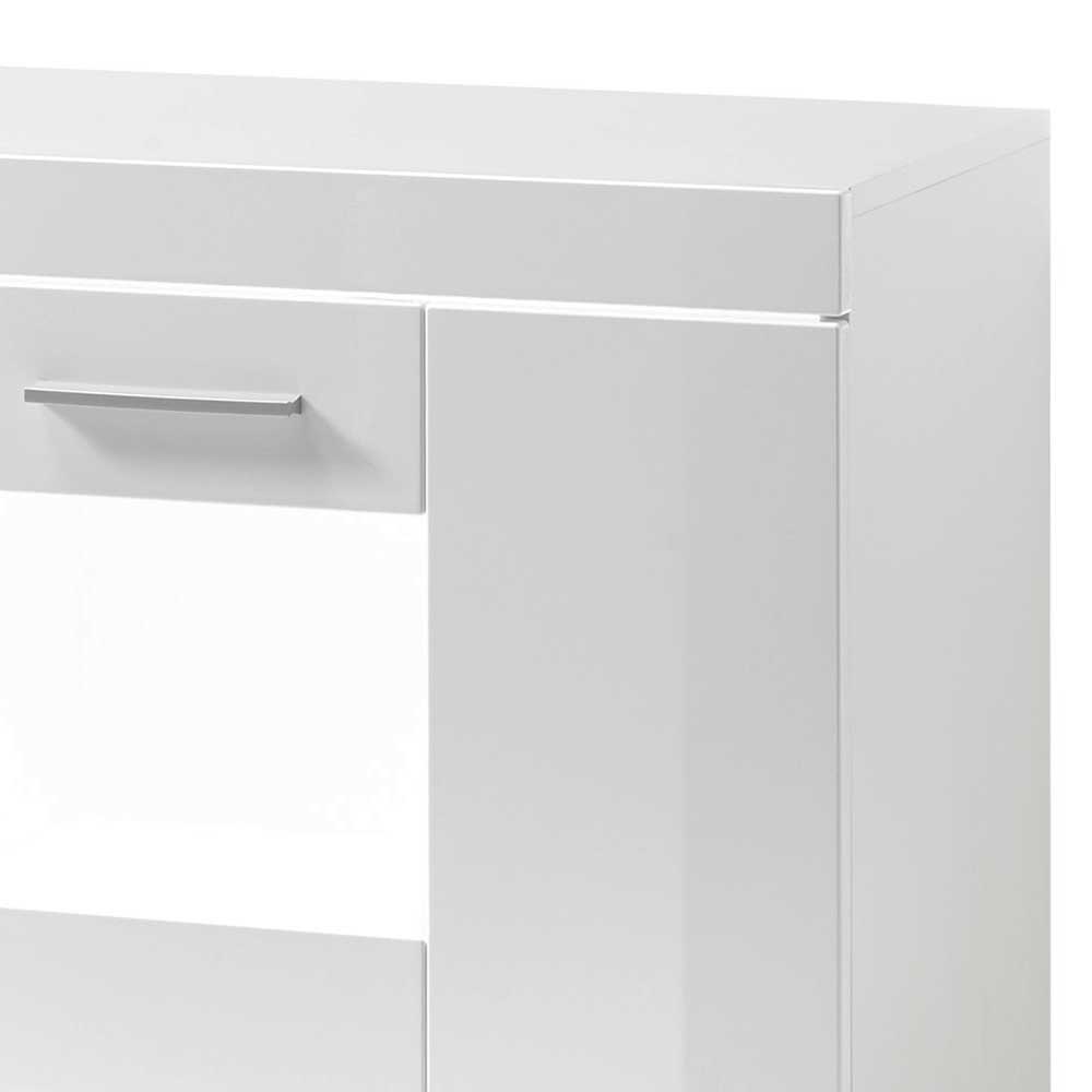 Hochglanz Sideboard Zuradus in Weiß mit Glastüren