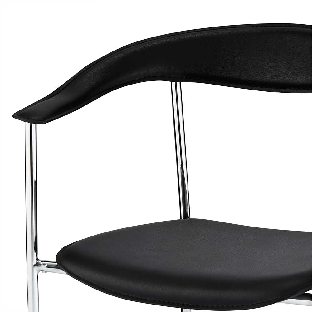 Stühle Jendric in Schwarz und Chromfarben mit Armlehnen (4er Set)