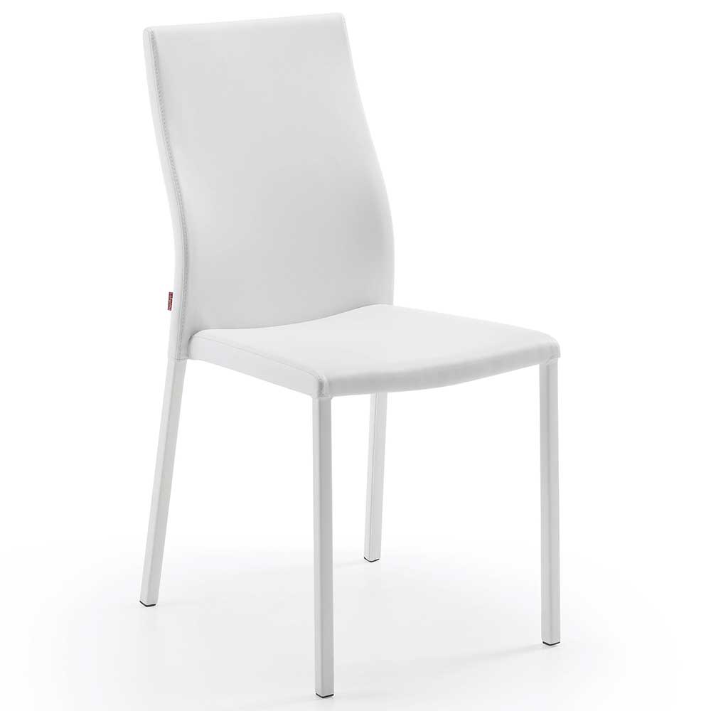 Esszimmerstühle Desert in Weiß Kunstleder mit Metallgestell (4er Set)