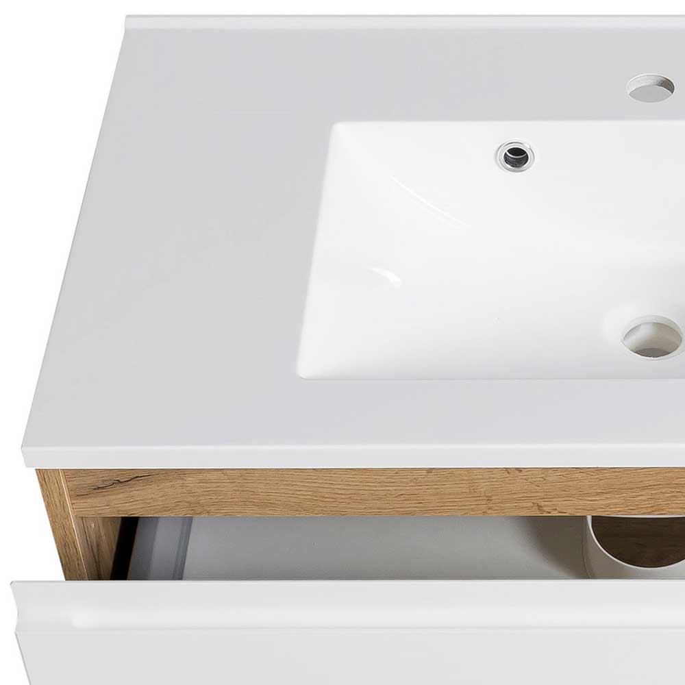 Waschtisch und Spiegelschrank Lactona in Weiß 80 cm breit (zweiteilig)
