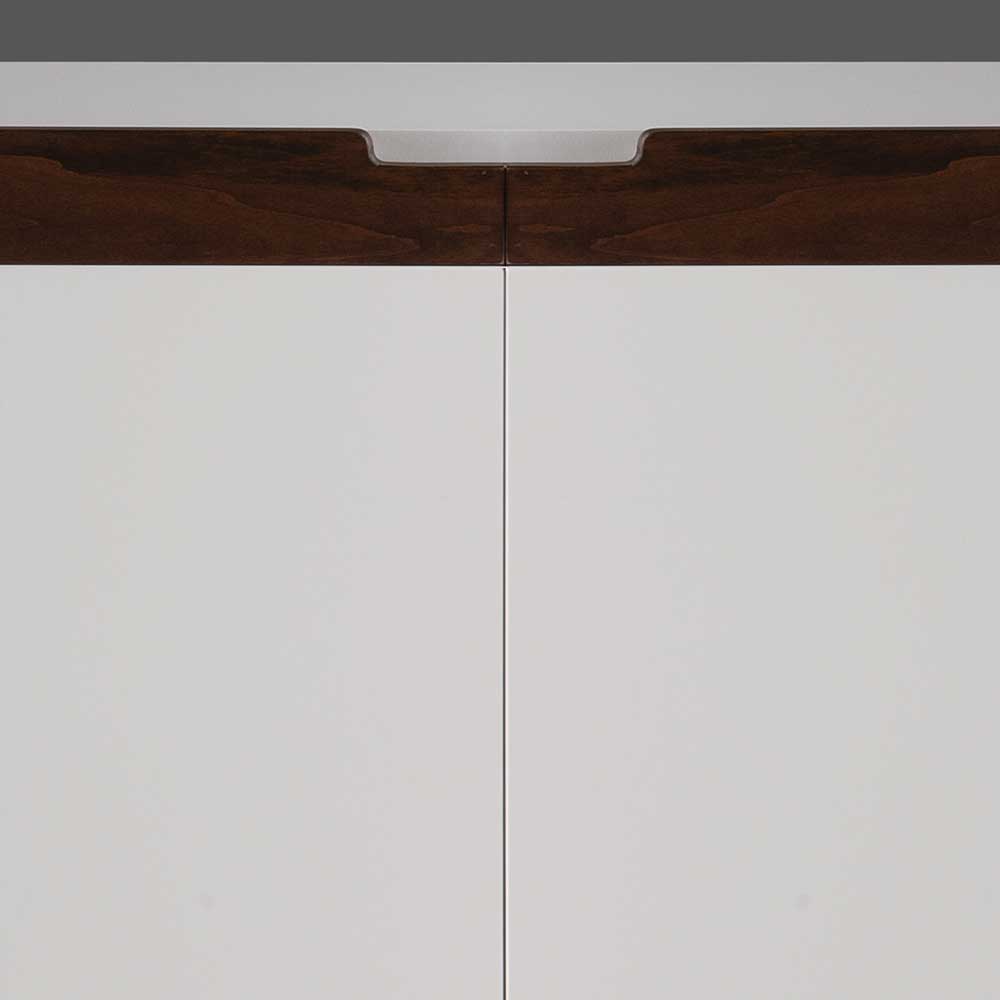 Wohnzimmer Kommode Findus 2 Türen mit Soft Close Weiß & Nussbaumfarben