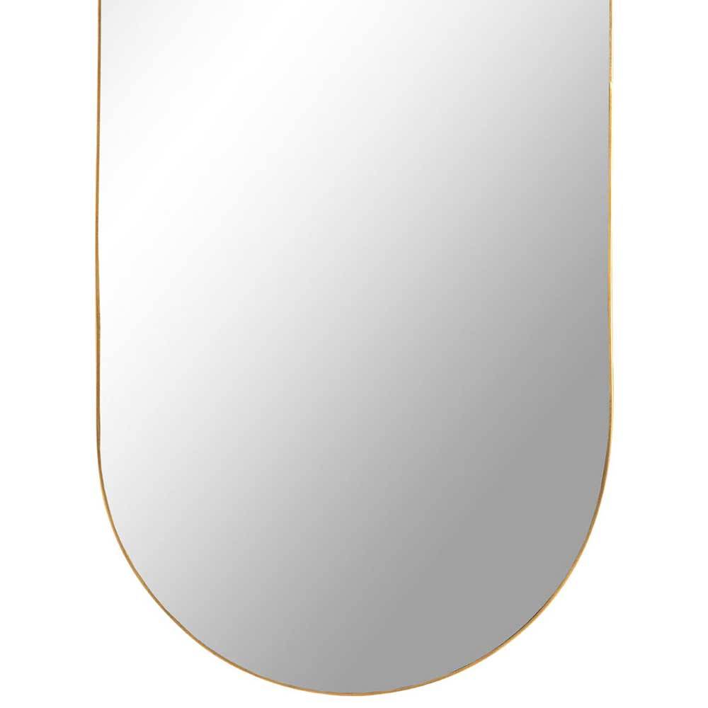 Ovaler Spiegel Solineza mit messingfarbenem Metallrahmen 80 cm hoch