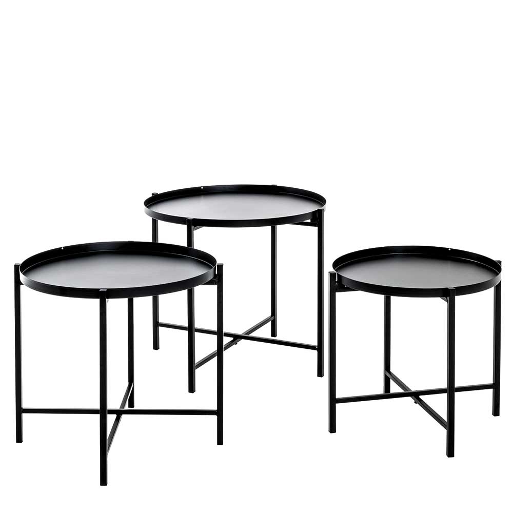 Wohnzimmer Tische Scoddo in Schwarz mit abnehmbaren Tischplatten (dreiteilig)
