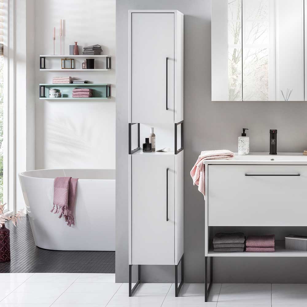 Badezimmerschrank Kirnas in Weiß und Anthrazit modern