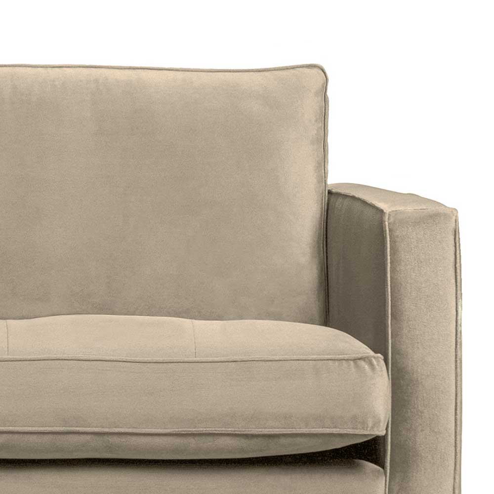 Retro Dreisitzer Couch Opinaro in hellem Khaki mit Samt Bezug