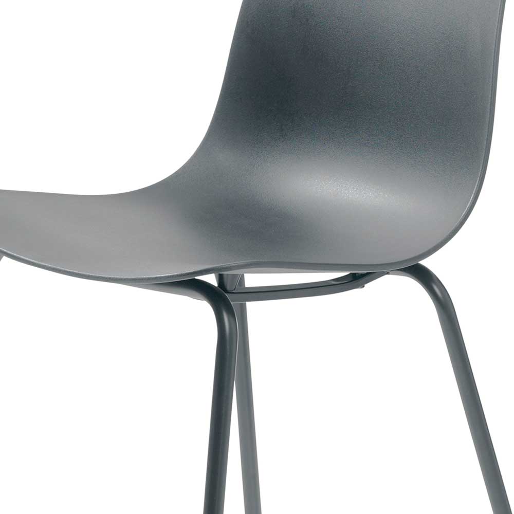 Esstisch Stühle Javirella in Grau aus Kunststoff und Metall (4er Set)