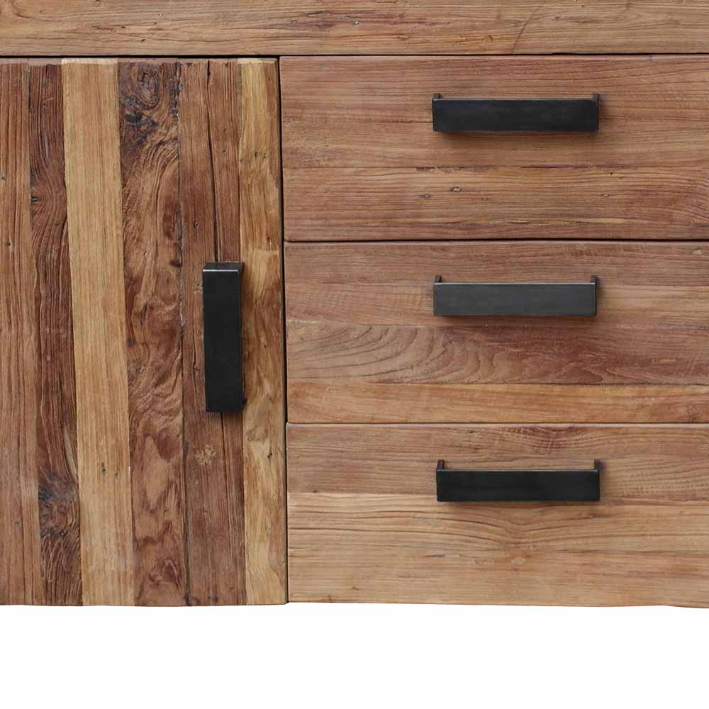 Loft Sideboard Condy aus Teak Massivholz Metall Schwarz