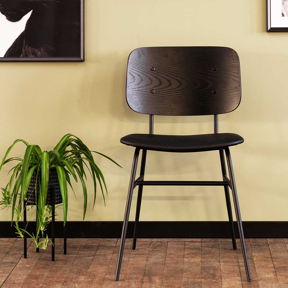 Esstisch Stühle Malott in Schwarz mit Metallgestell (2er Set)