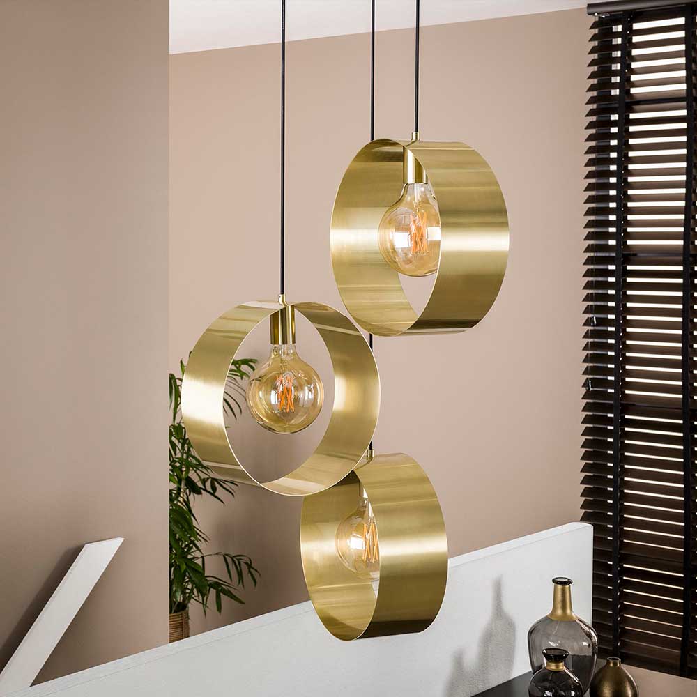 Deckenlampe Vyrana in Goldfarben mit drei Fassungen