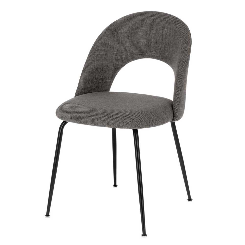 Stühle für Esstisch Andiana Rückenlehne mit Ausschnitt in Dunkelgrau (4er Set)