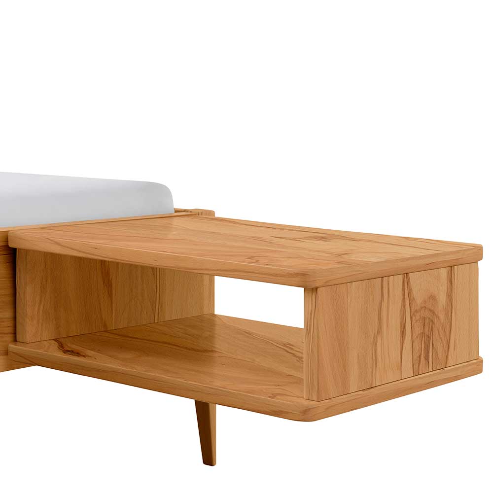 Flaches Bett Punky aus Wildbuche Massivholz im Skandi Design
