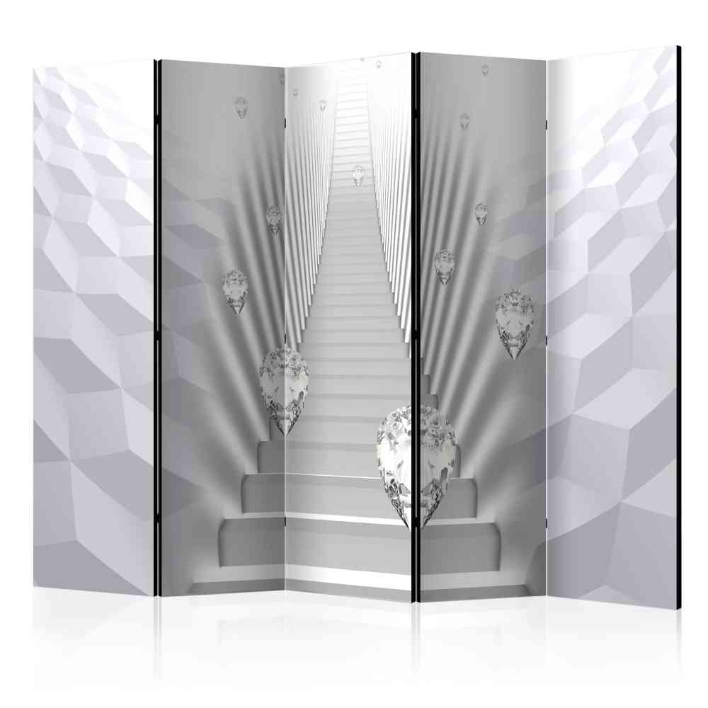 Spanische Wand Worker mit 3D Treppen Motiv und Diamanten in Grau