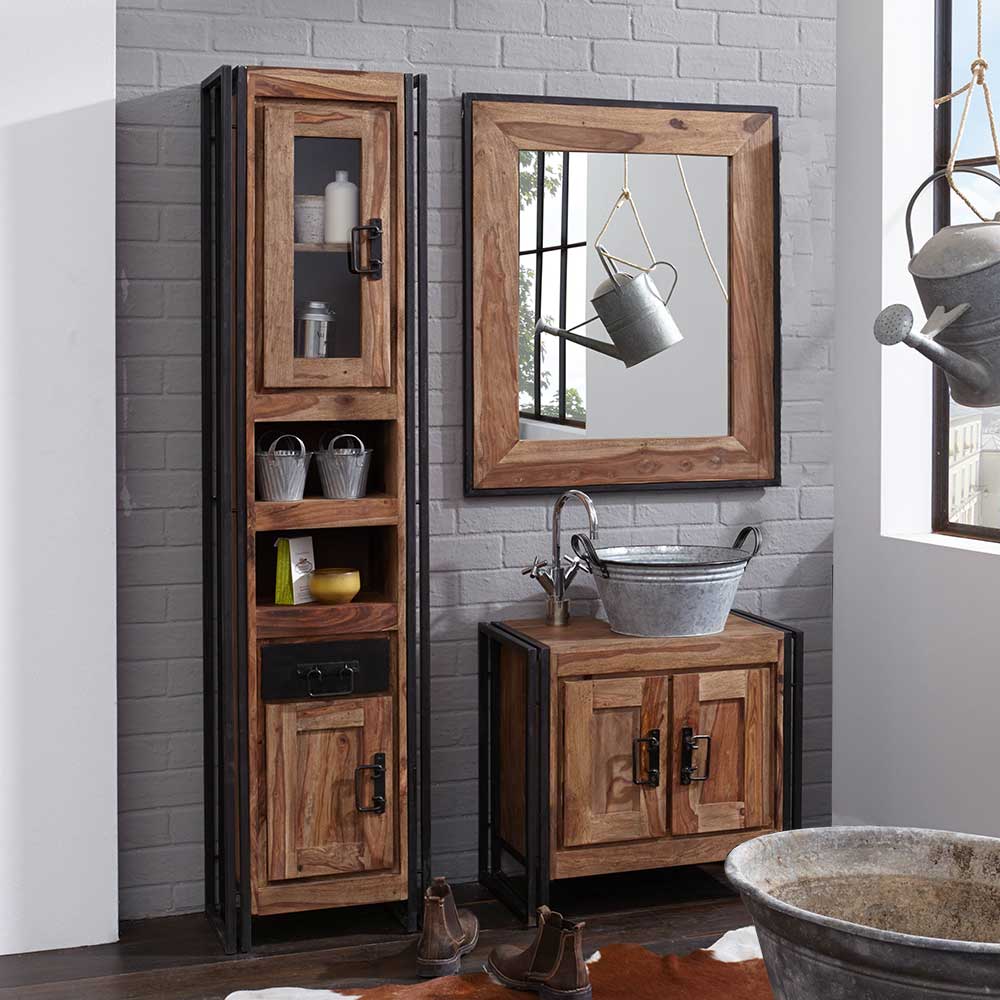 Loft Design Badezimmermöbel India aus Akazie Massivholz (dreiteilig)