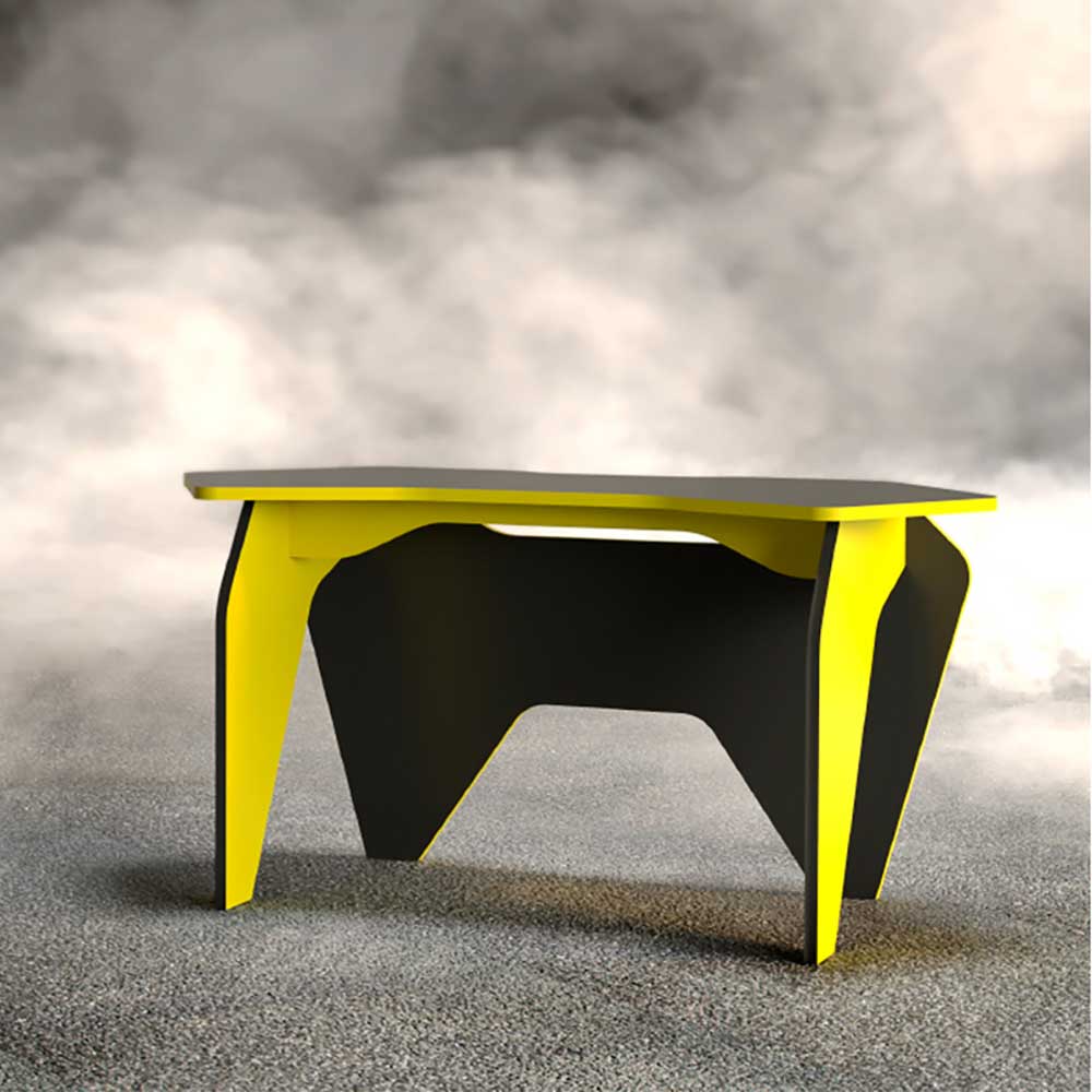Sechseckiger Schreibtisch Andiano in Gelb und Schwarz 150 cm breit