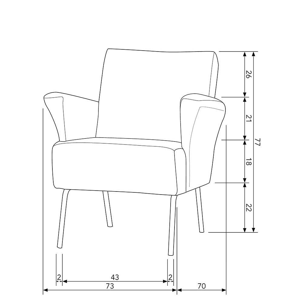 Graubrauner Wohnzimmersessel Lessio in modernem Design - 45 cm Sitzhöhe