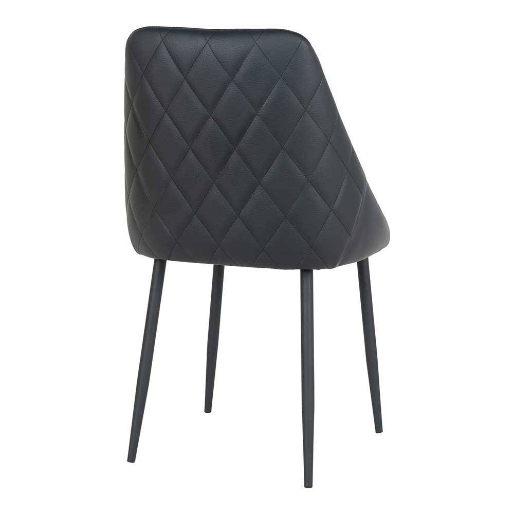 Sitzgruppe Millona schwarze Kunstleder Stühle Tisch Eiche (fünfteilig)