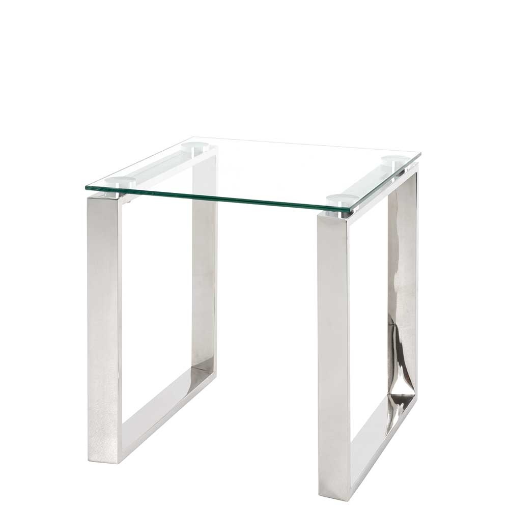 Glas Tisch Ayero 45 cm hoch mit verchromtem Bügelgestell