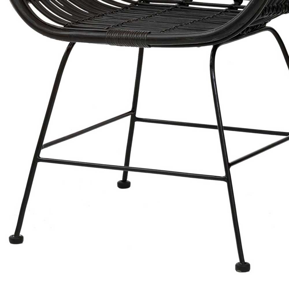 Schwarze Rattan Stühle Vitablo mit Armlehnen 45 cm Sitzhöhe (2er Set)