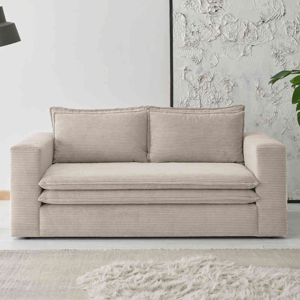 Breitcord Sofa Beige Edance 180 cm breit mit zwei Sitzplätzen