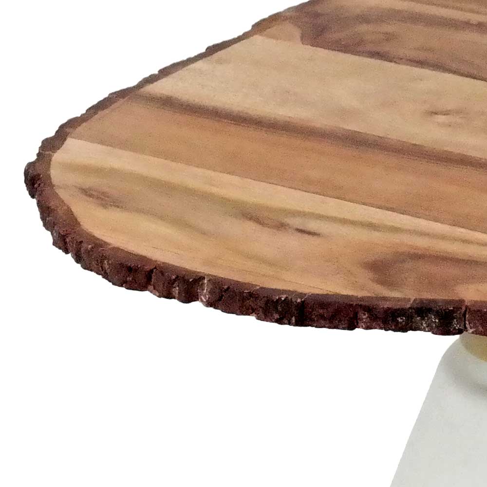 Designtisch Tabanan aus Akazie Massivholz und Glas mit Baumkante