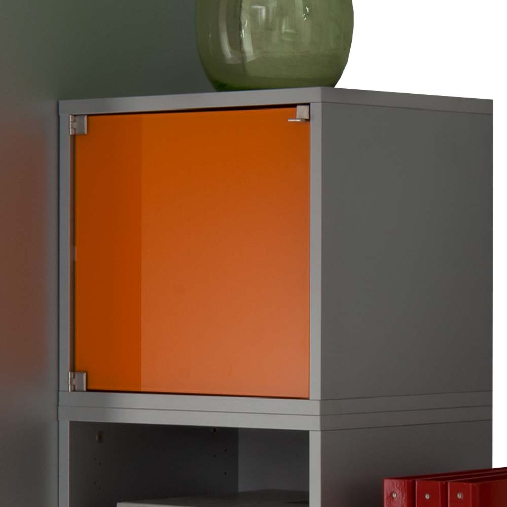 Büromöbel Logo in Orange Grün Glas (dreiteilig)