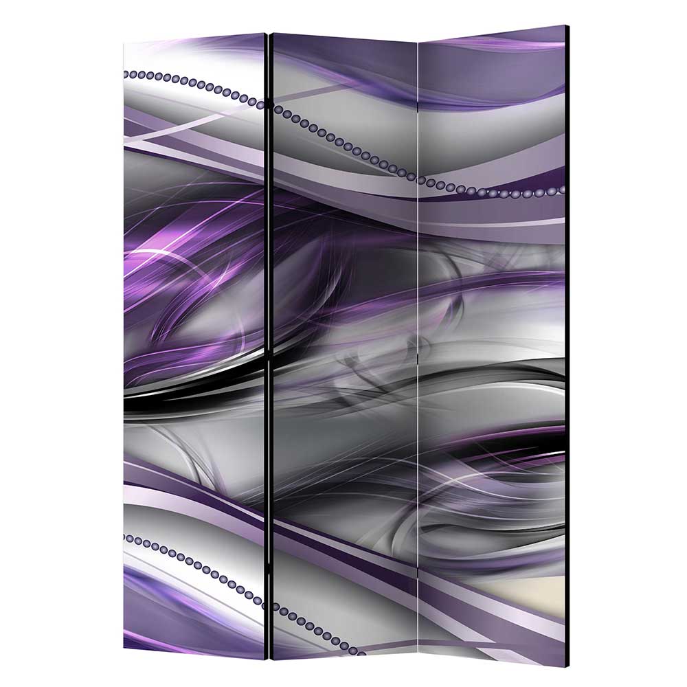Moderner Paravent Joknas in Grau und Violett aus drei Elementen