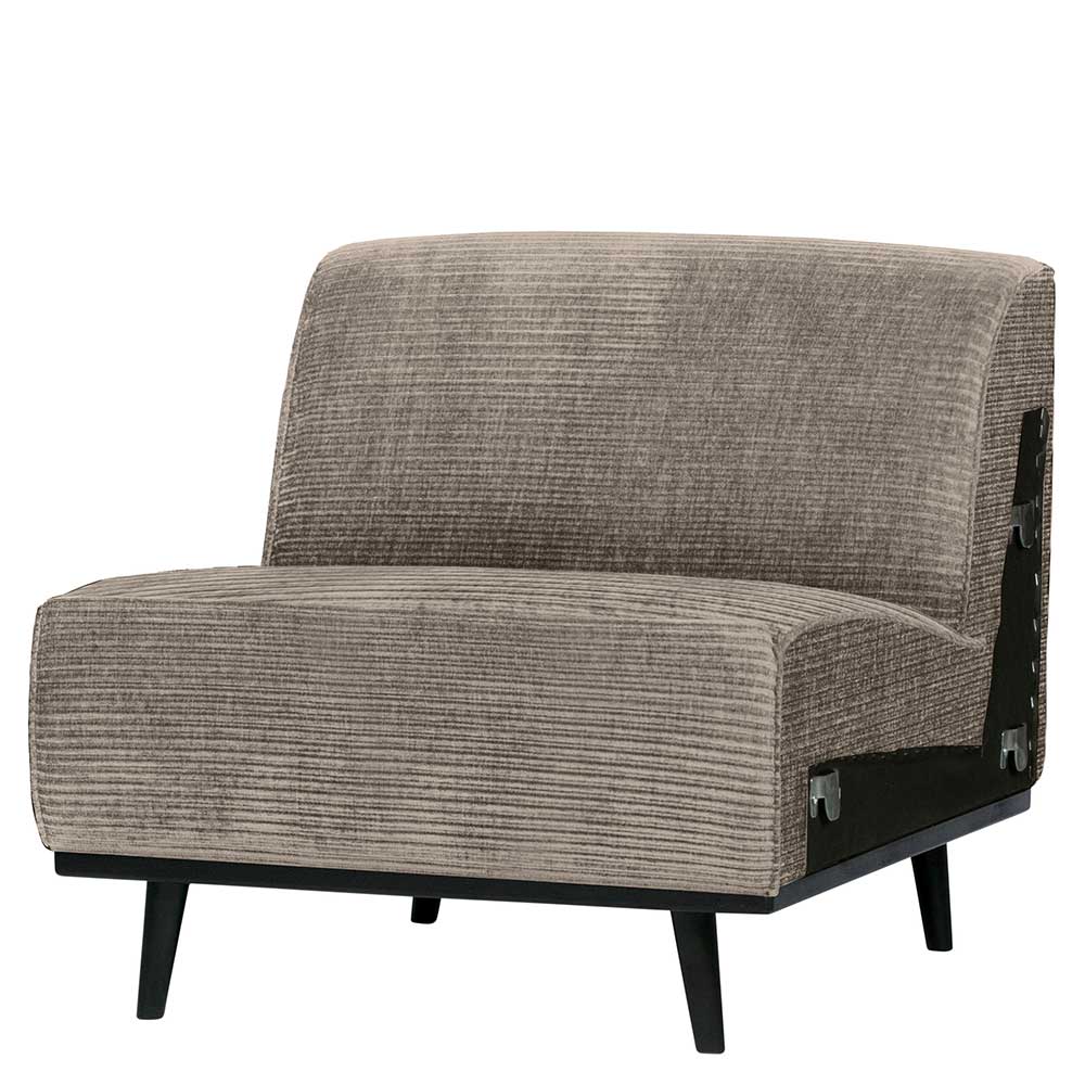 Couch Element Alborg in Schlammfarben aus Cordstoff und Birkenholz
