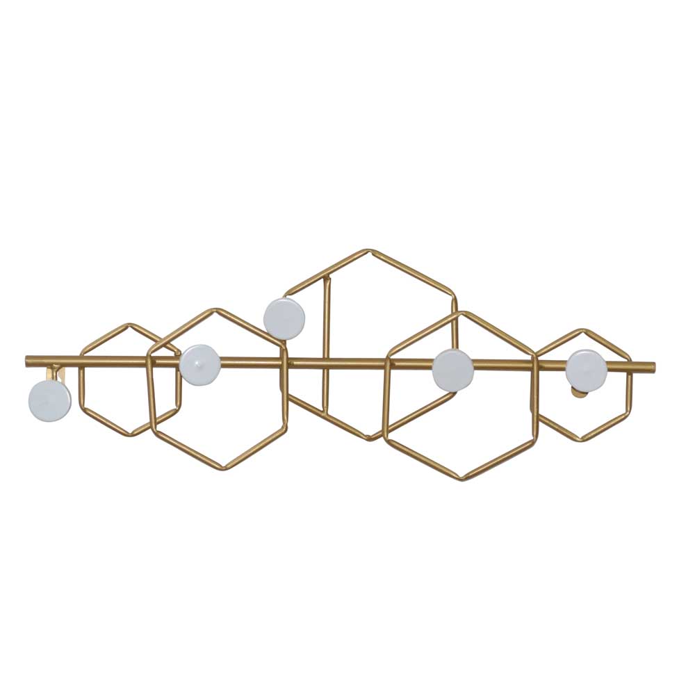 Metall Wandgarderobe Ranito in modernem Design - Goldfarben und Weiß