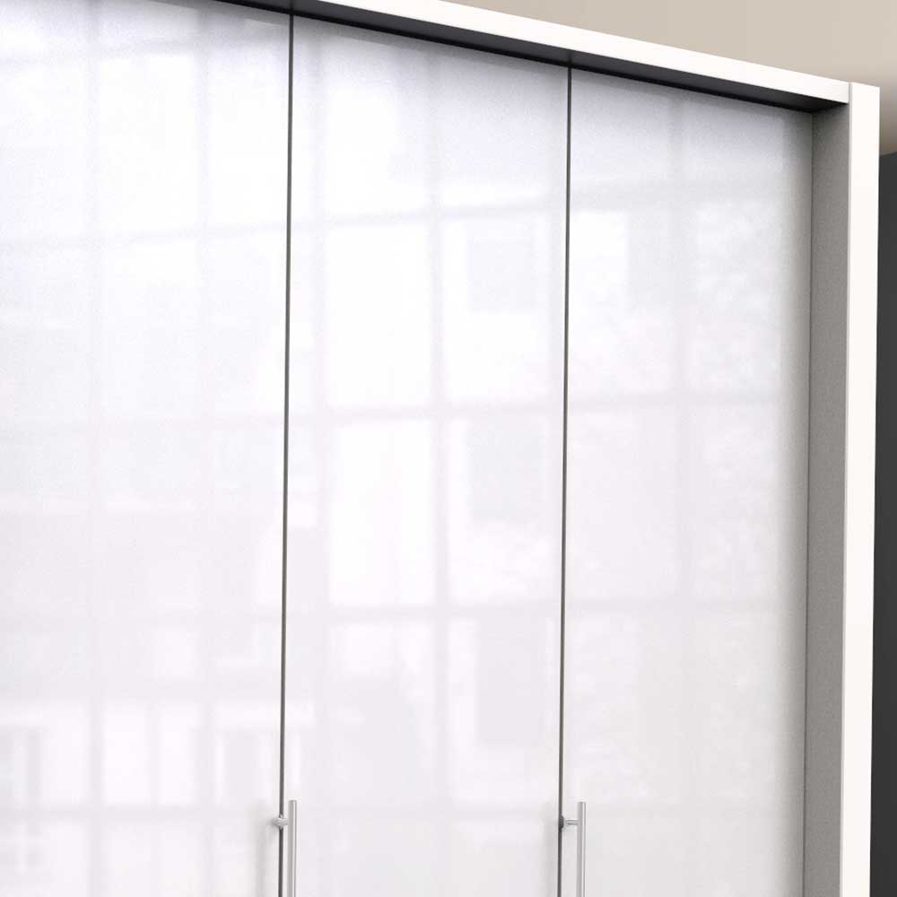 Jugendzimmer Kleiderschrank Grinzia in Weiß Glas beschichtet mit Falttüren