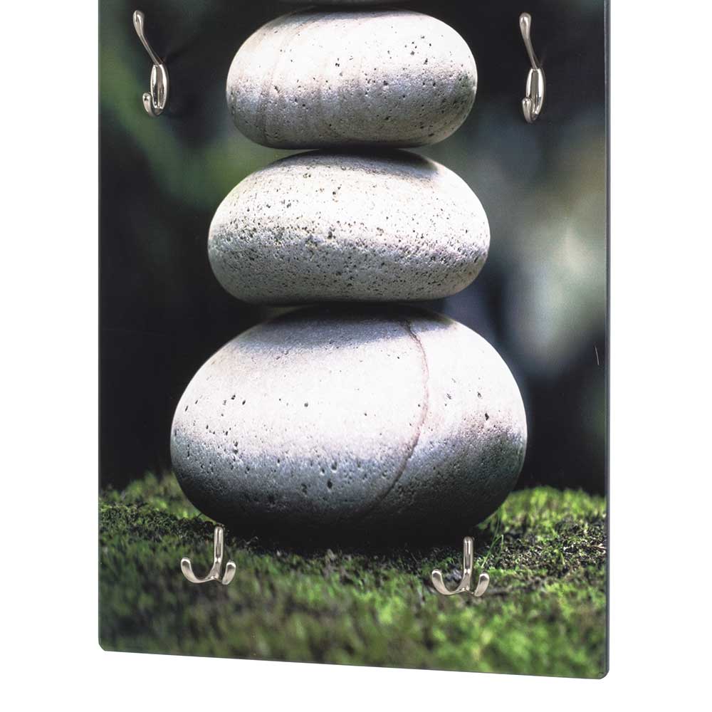 Wandgarderobenleiste Elefonas mit Zen Motiv in Grau und Grün