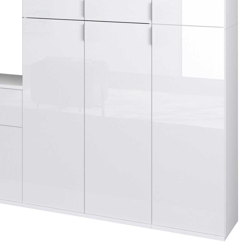 Ankleidezimmer Schrankwand Ridonner Hochglanz weiß - 273 cm breit (vierteilig)