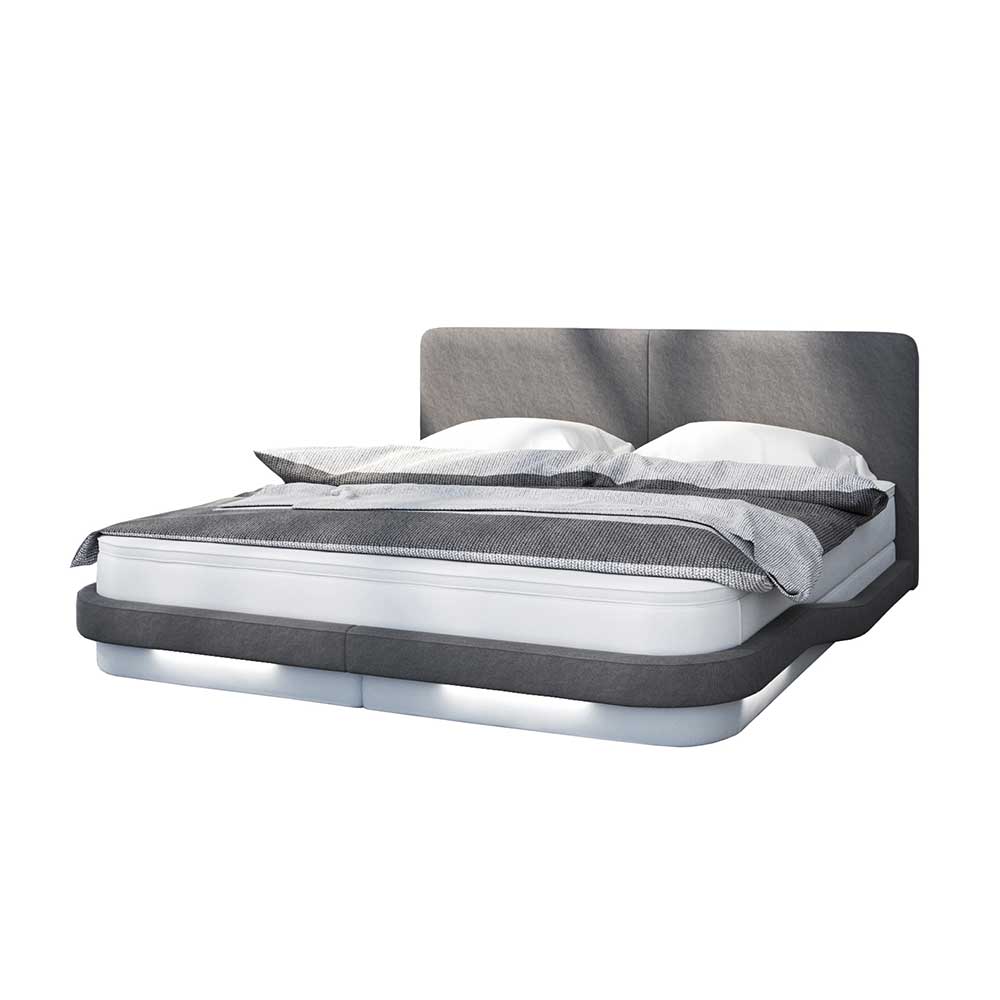 Amerikanisches Bett Loco in Grau und Weiß mit LED Beleuchtung
