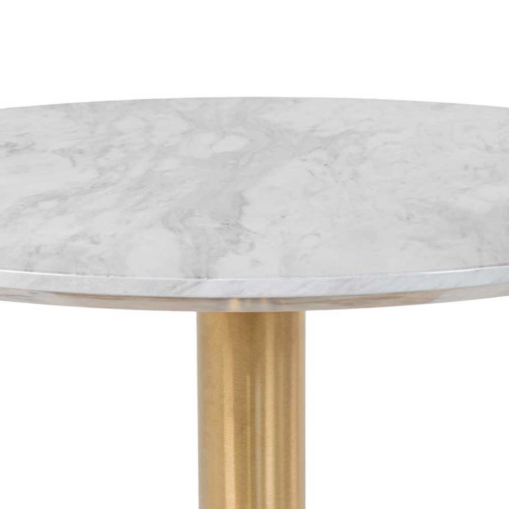 Wohnzimmer Tisch Susman in Weiß Hellgrau Marmor Optik auf Säulengestell