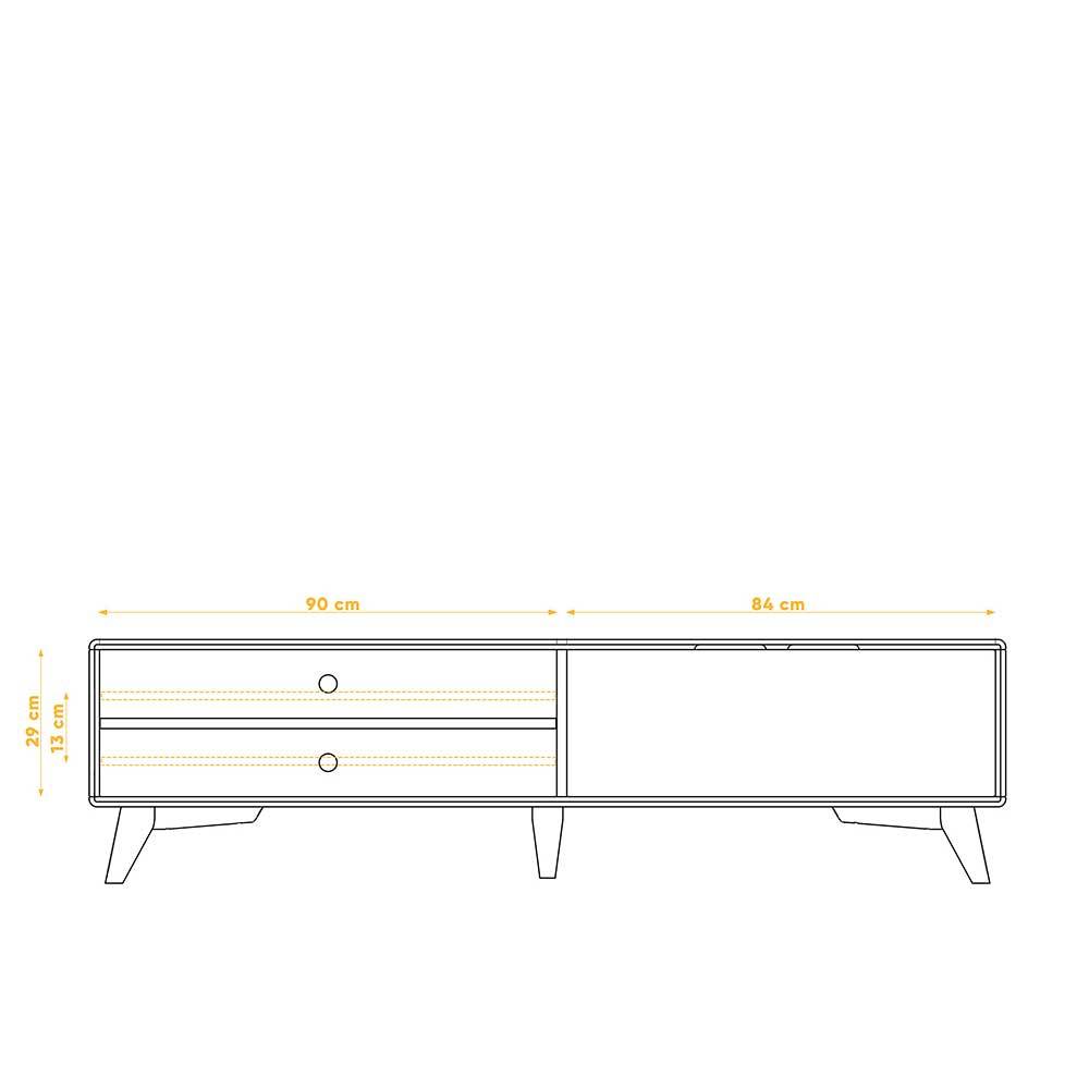 Fernsehboard Triancova in Weiß und Wildeiche 180 cm breit